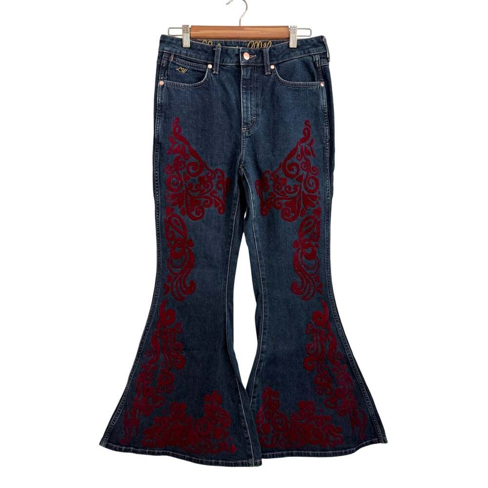 Wrangler Lainey Wilson Denim Flare Bell Bottom Jeans 29 Blue Festival Western